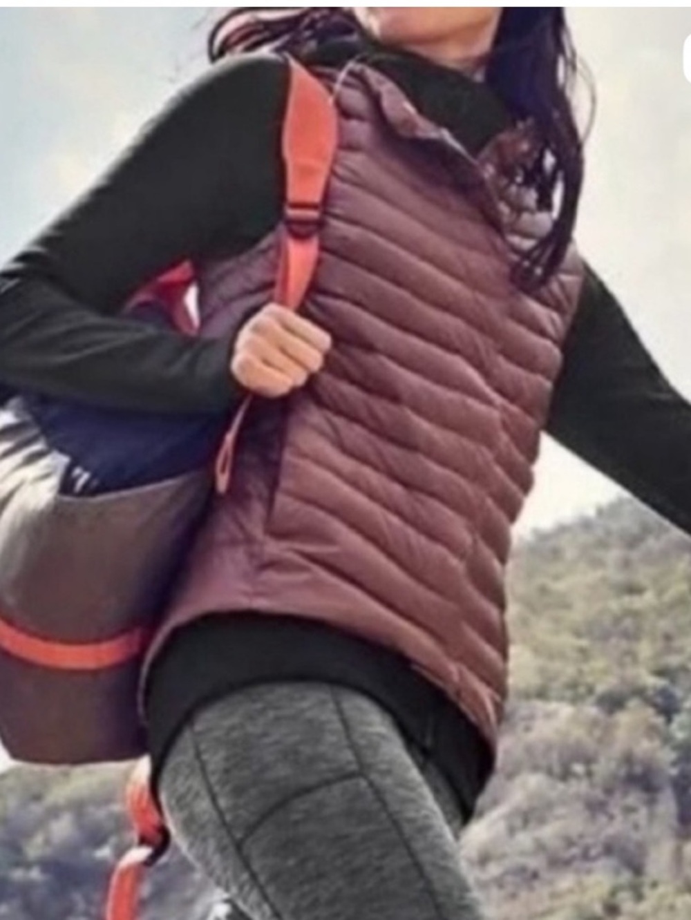 ATHLETA DownKind Goose Down Vest Berry Puffer Size M.